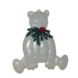 Department 56 Teddy Bear Christmas Ornament Bell Metal White